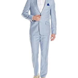 Men's Two Button Slim Fit Chambray Suit