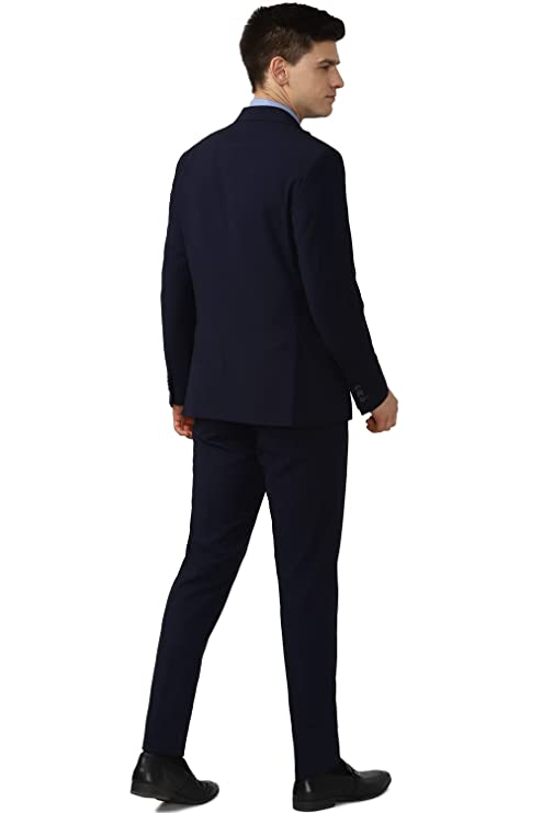 Men's Polyester Blend Two Piece Business Suit Pants Set (PISUONSPS21832_Black_36) - Image 3