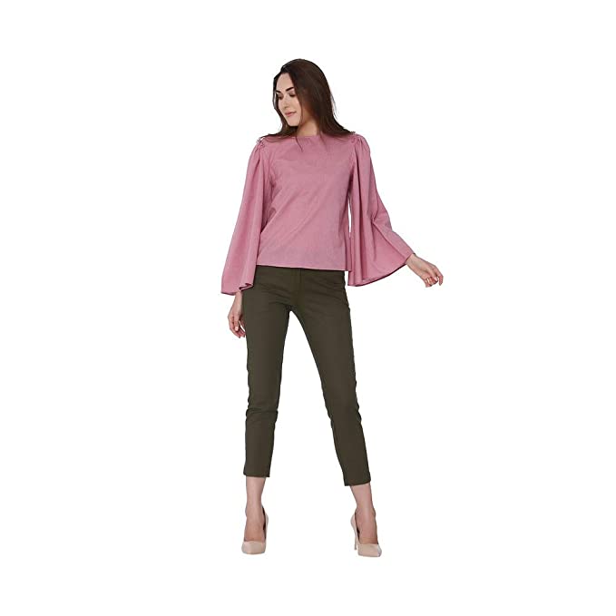 Womens Round Neck Slub Top - Image 3