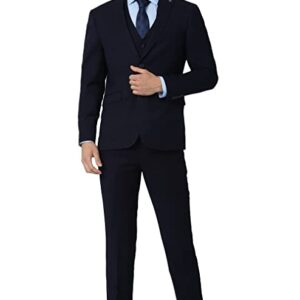 Polyester Blend Men Navy Three Piece Suit Business Vest (PIS3SNSF687966 40)