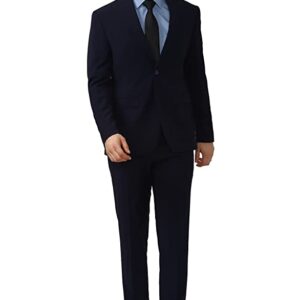 Men's Polyester Blend Two Piece Business Suit Pants Set (PISUONSPS21832_Black_36)