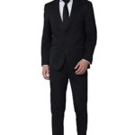 Men's Polyester Blend Regular Business Suit Pants Set (PESUOTLB719144_Blue_40)