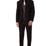 Men's Polyester Blend Brown Three Piece Suit Business Pants Set (VHSUCSLFL78182 44)