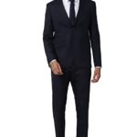 Polyester Blend Men Navy Two Piece Suit Business Vest (PISUSNSPP26797 40)
