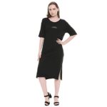 Womens Round Neck Solid T-Shirt Dress