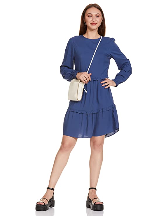 Marks & Spencer Women's Polyester A-Line Knee-Length Casual Dress (T42_4398_Navy_M) - Image 4