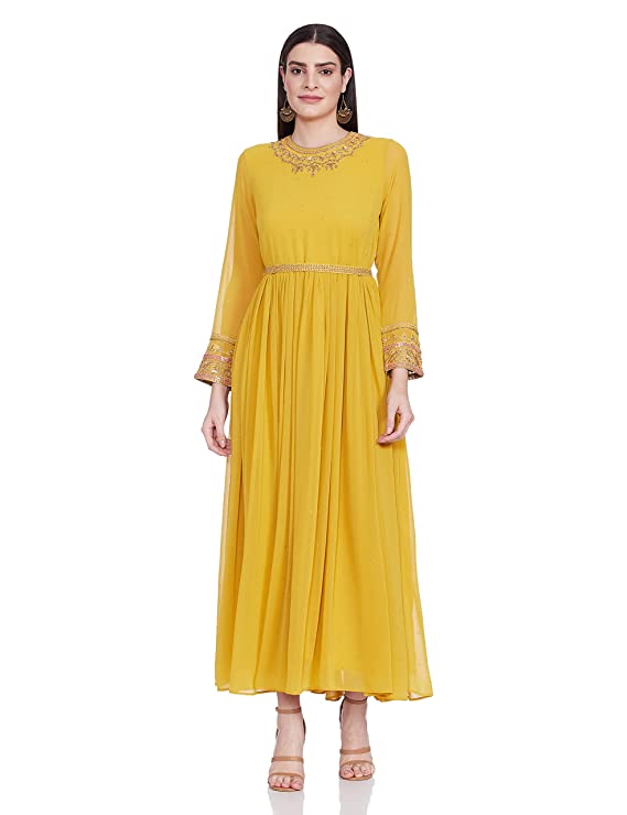 W for Woman Women's Chiffon A-Line Maxi Dress