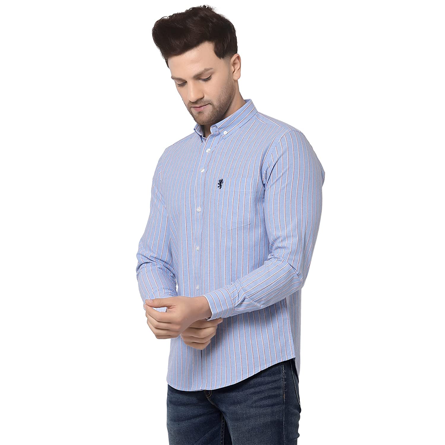 Men Sky Blue Striped Shirt